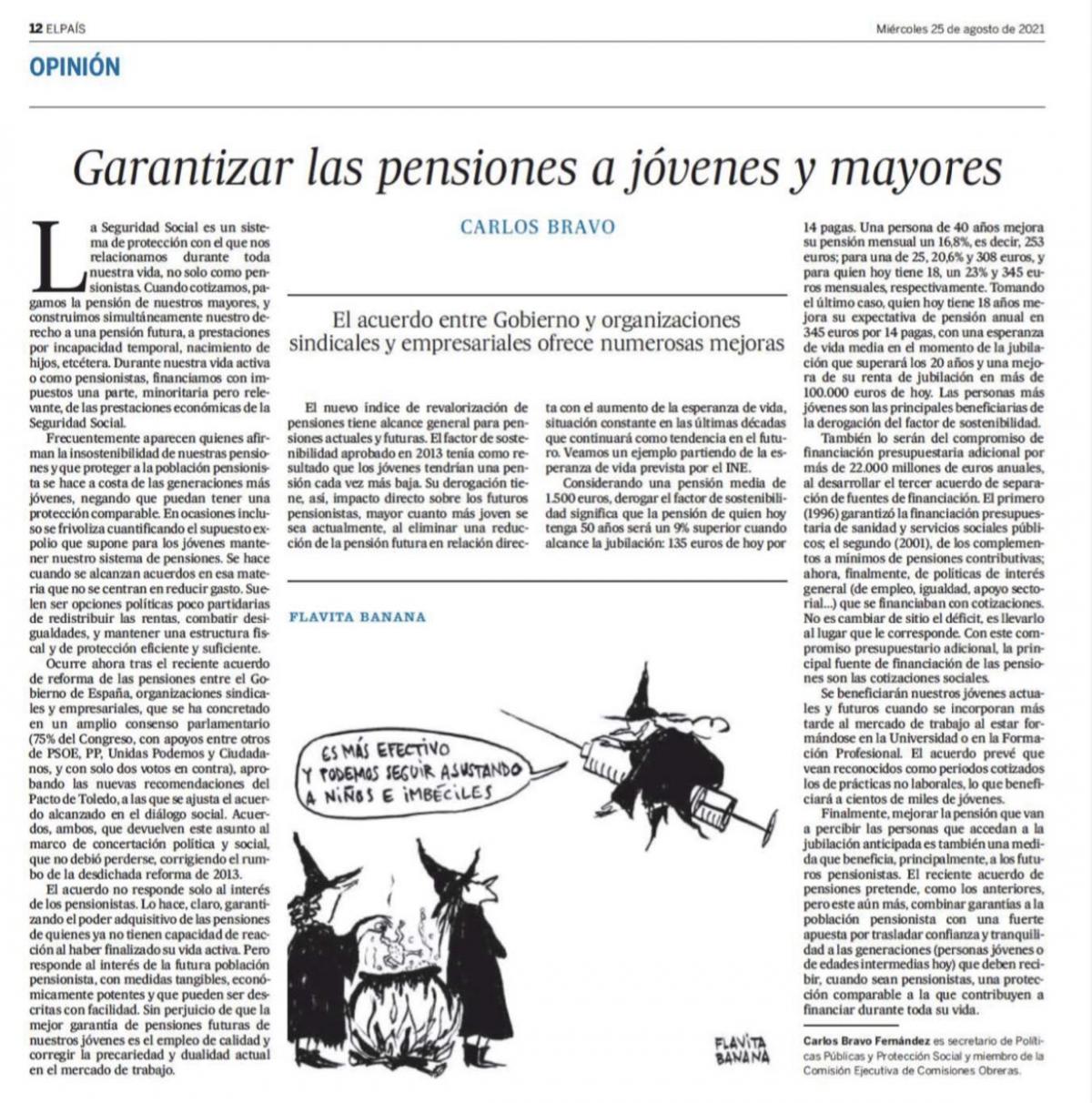 Artículo de Carlos Bravo en El País
