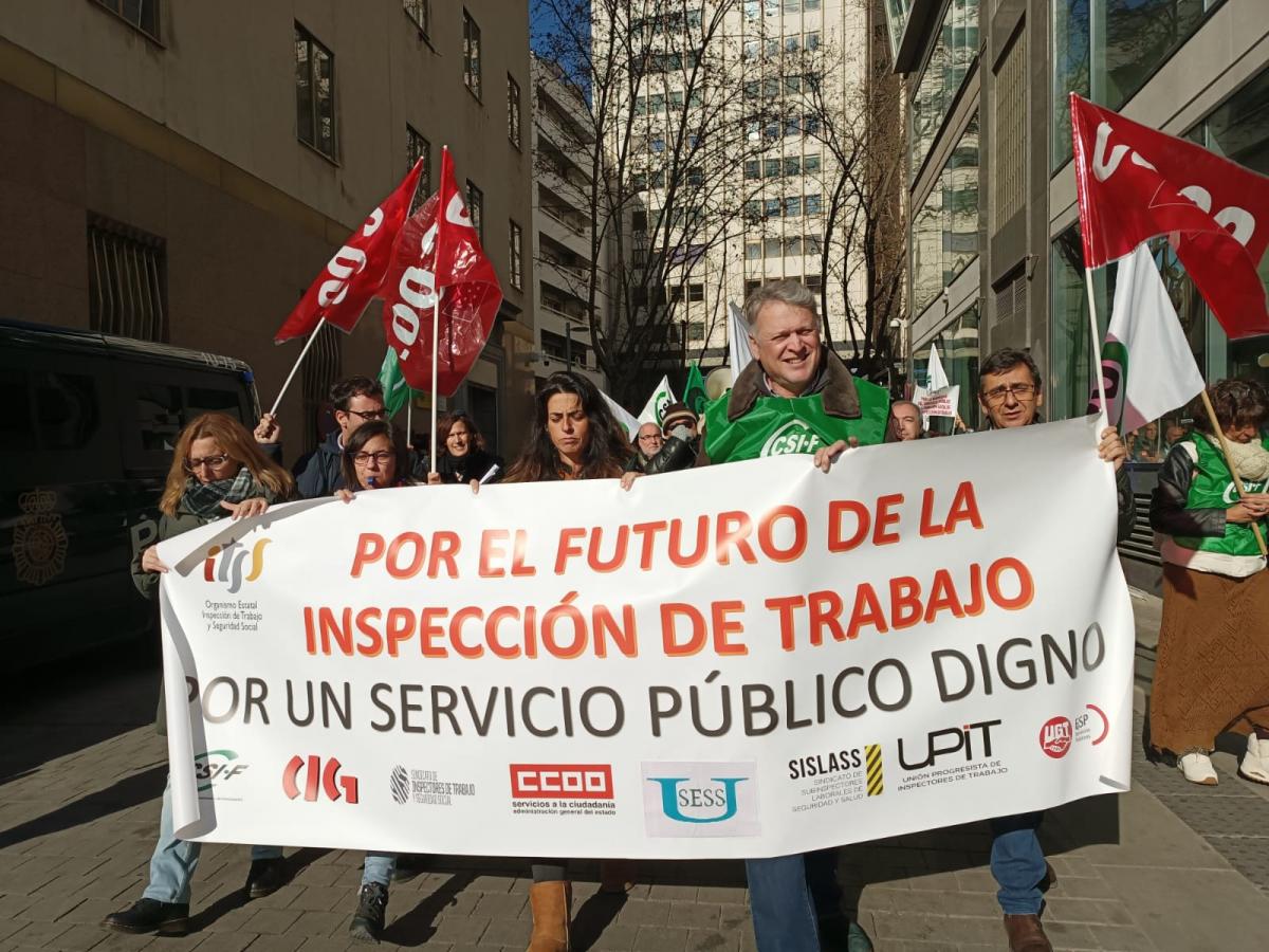 Manifestación esta mañana en la sede de la inspección de trabajo en Madrid.