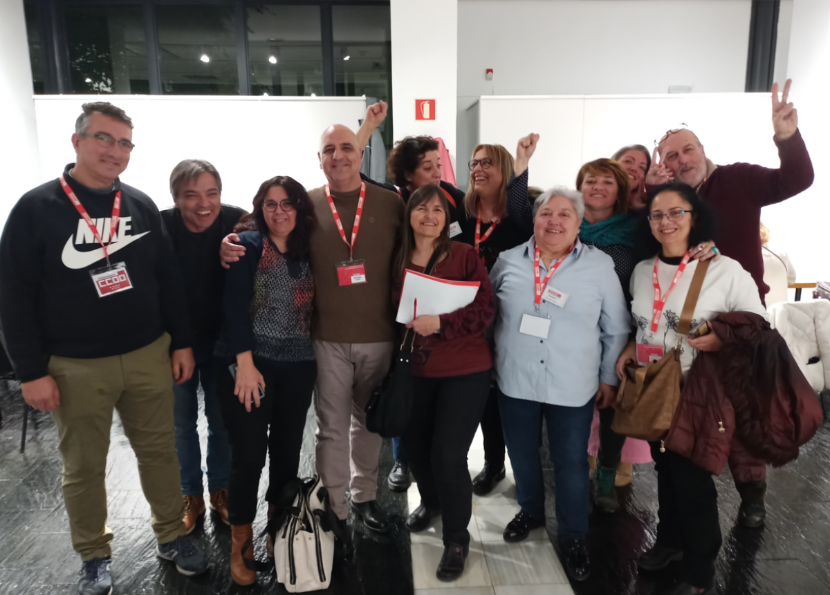 Compañeras y compañeros de CCOO del Ayuntamiento de Móstoles y del SAL celebrando la victoria en las elecciones sindicales.